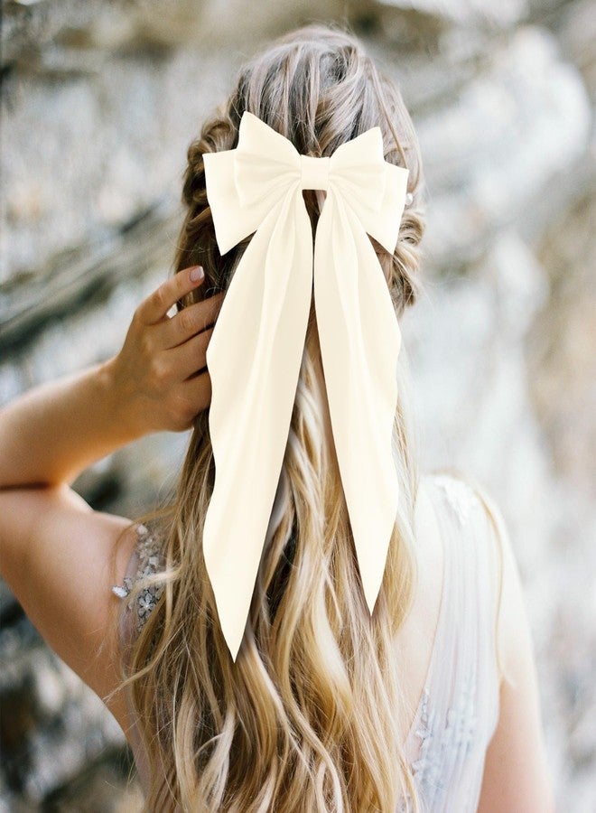 كافتي مجموعة CAVETEE من 3 قطع من ربطات الشعر الكبيرة للنساء، إكسسوارات ربطات شعر من الساتان الحريري، شرائط شعر، ربطات شعر طويلة كبيرة الحجم، مشابك شعر للنساء والفتيات (أسود/بيج/وردي) - Image 4